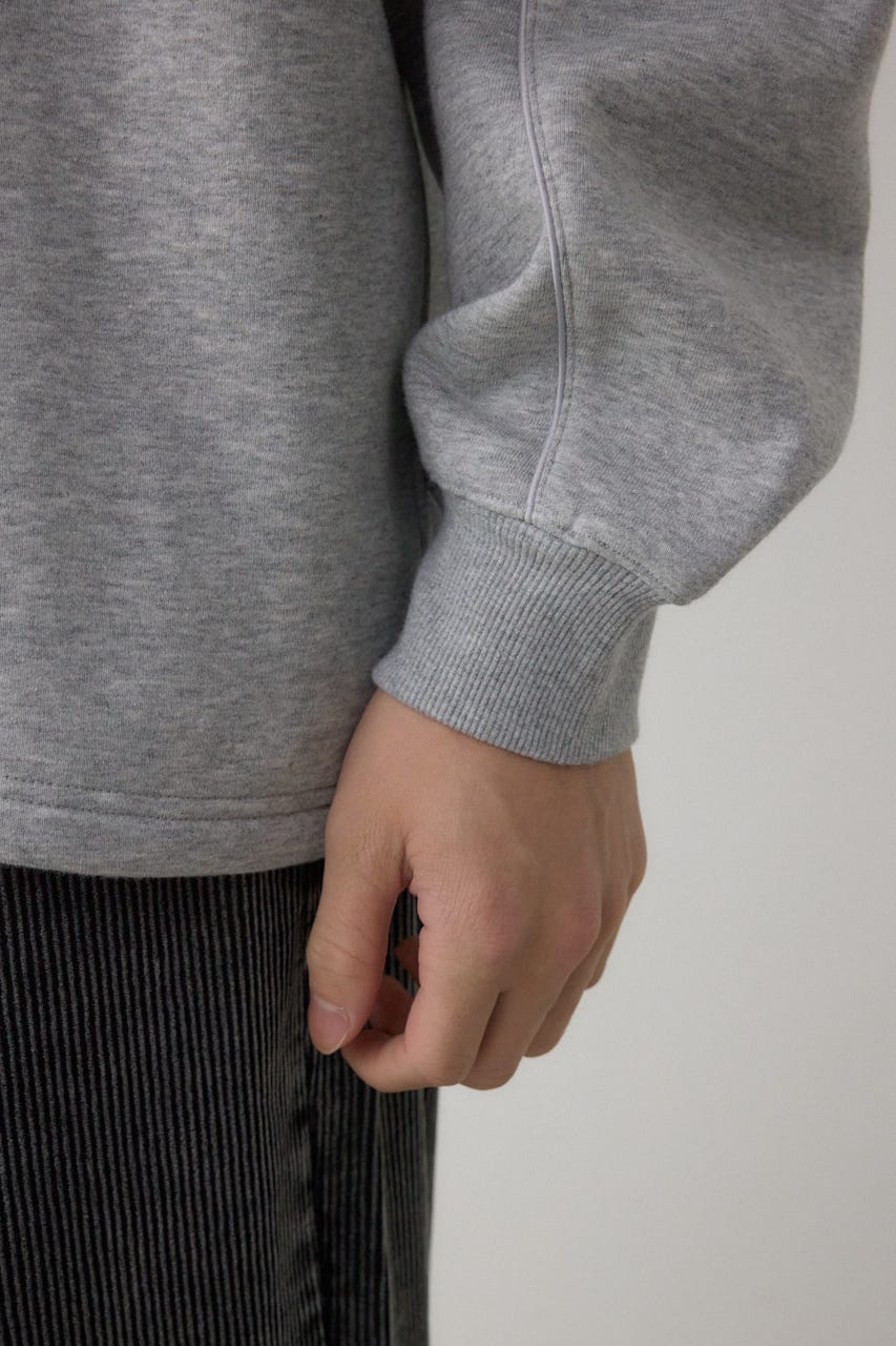 裏起毛パイピングデザイントップス T.GRY M