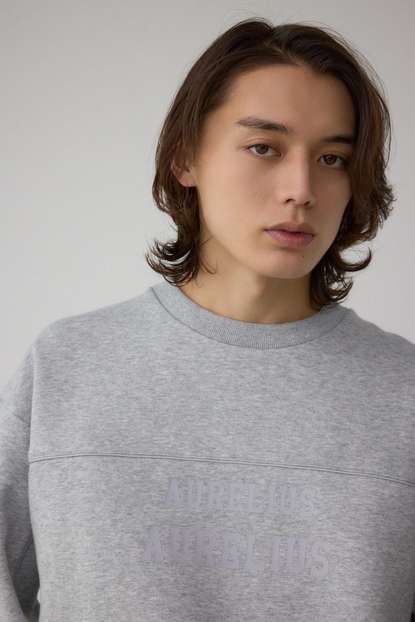 裏起毛パイピングデザイントップス T.GRY M