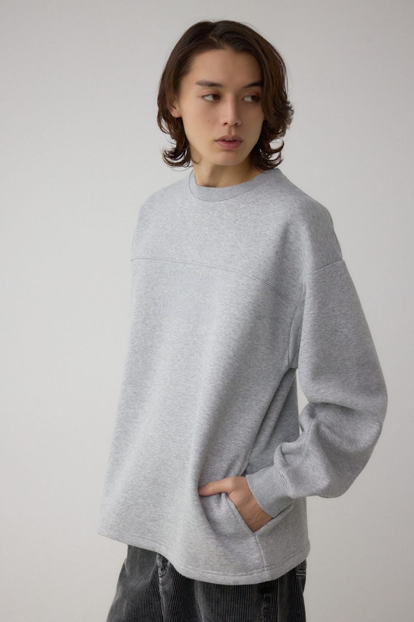 裏起毛パイピングデザイントップス T.GRY M