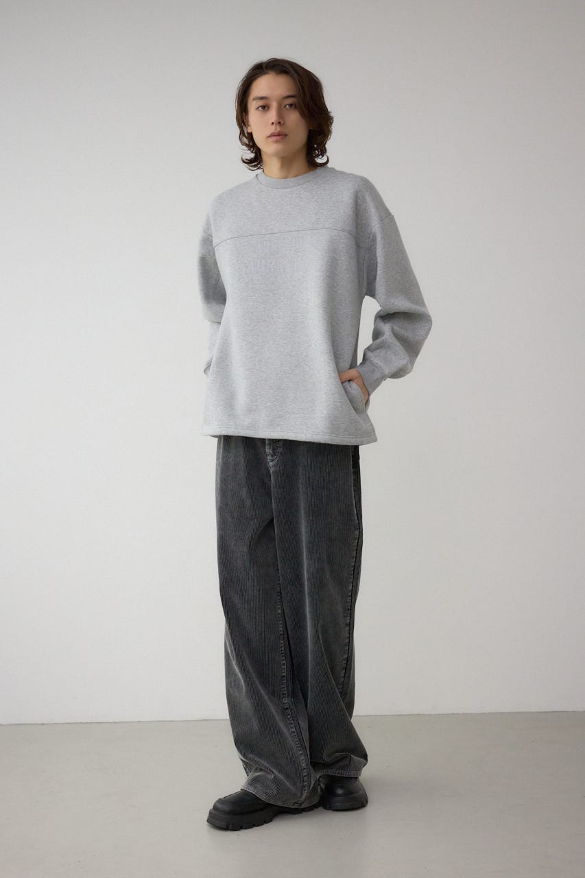 裏起毛パイピングデザイントップス T.GRY M