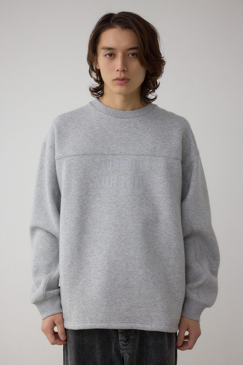 裏起毛パイピングデザイントップス T.GRY M