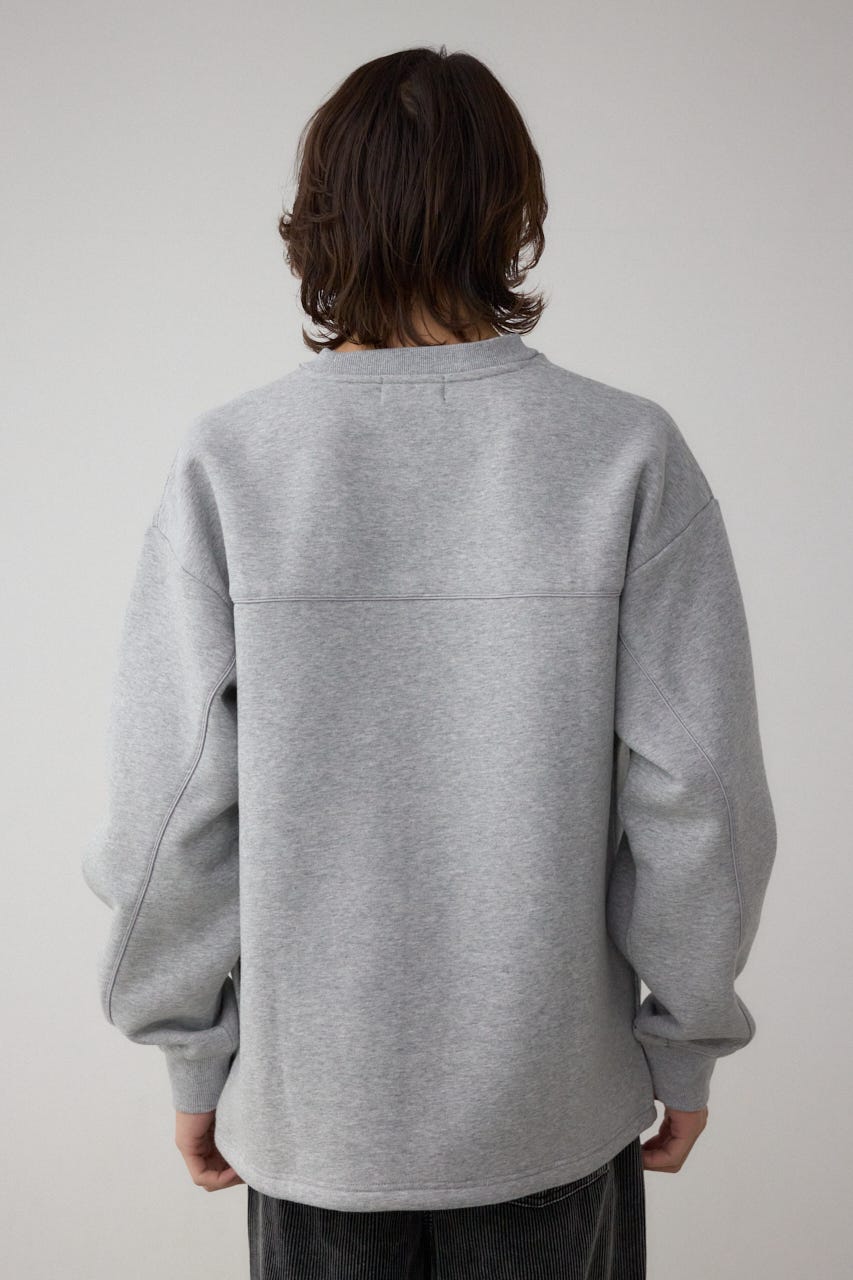 裏起毛パイピングデザイントップス T.GRY M