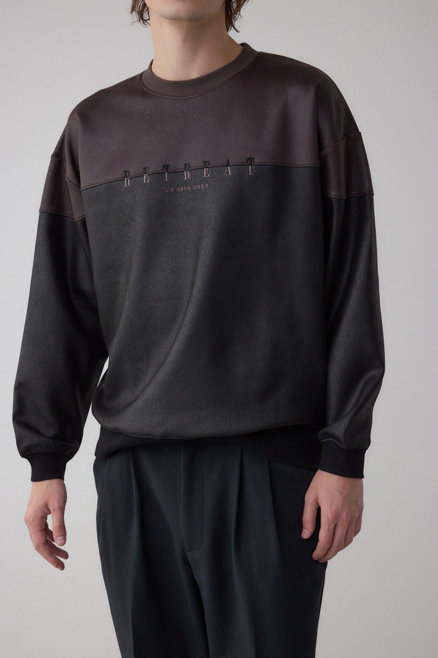 フェイクスエード切り替えトップス 柄BRN S