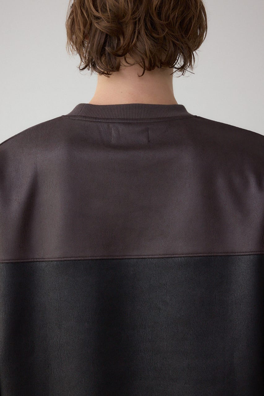 フェイクスエード切り替えトップス 柄BRN S