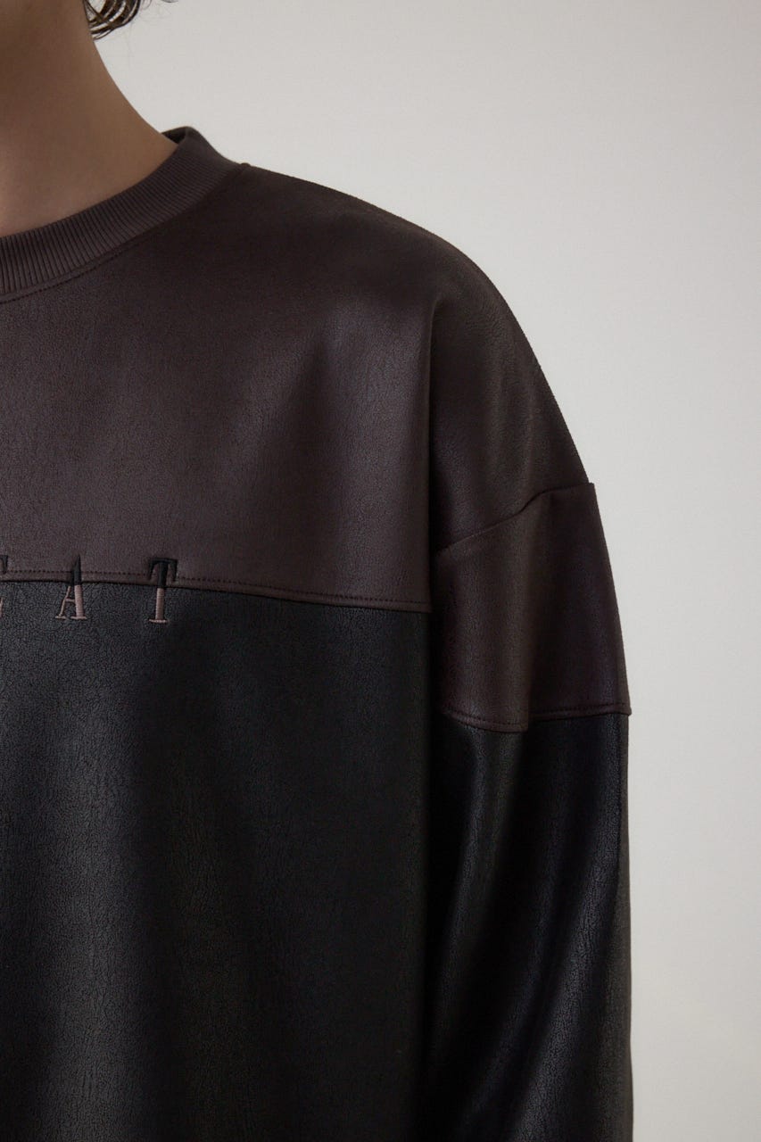 フェイクスエード切り替えトップス 柄BRN S