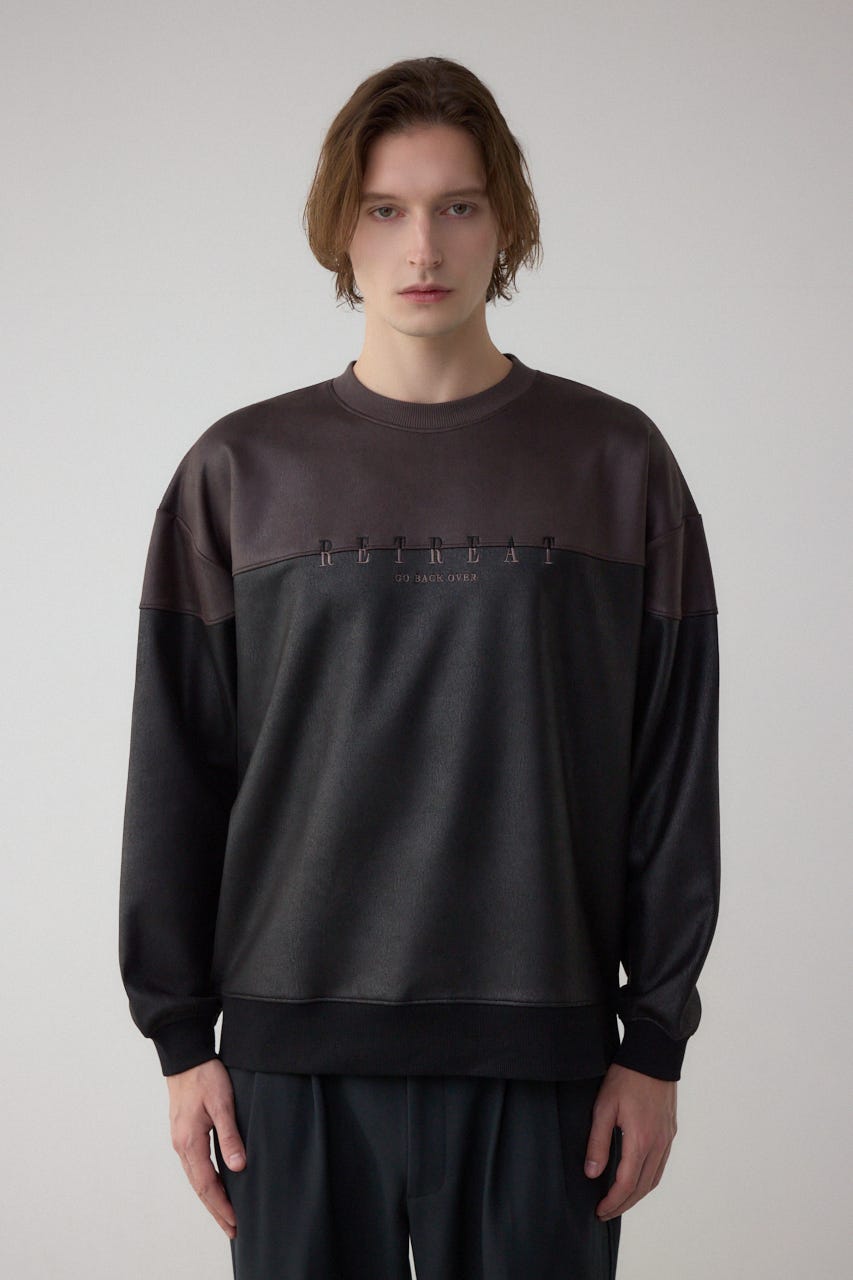 フェイクスエード切り替えトップス 柄BRN S