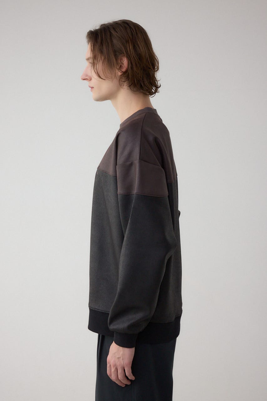 フェイクスエード切り替えトップス 柄BRN S