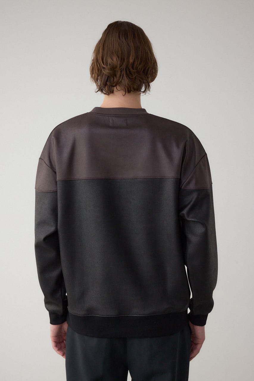 フェイクスエード切り替えトップス 柄BRN S