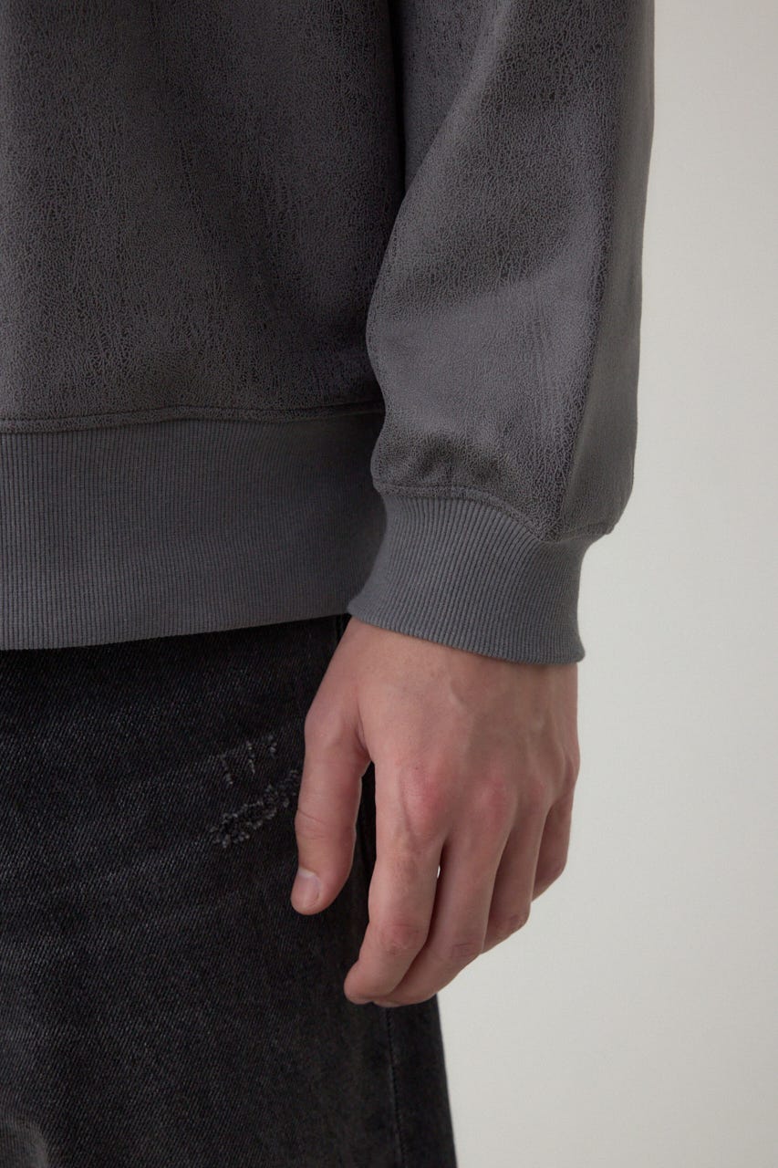 フェイクスエード切り替えトップス 柄GRY M