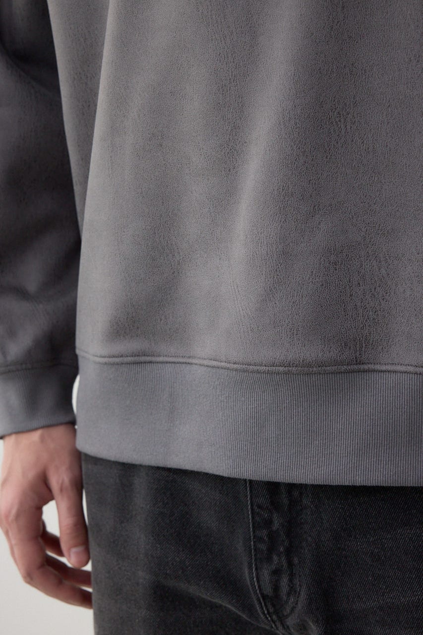 フェイクスエード切り替えトップス 柄GRY M