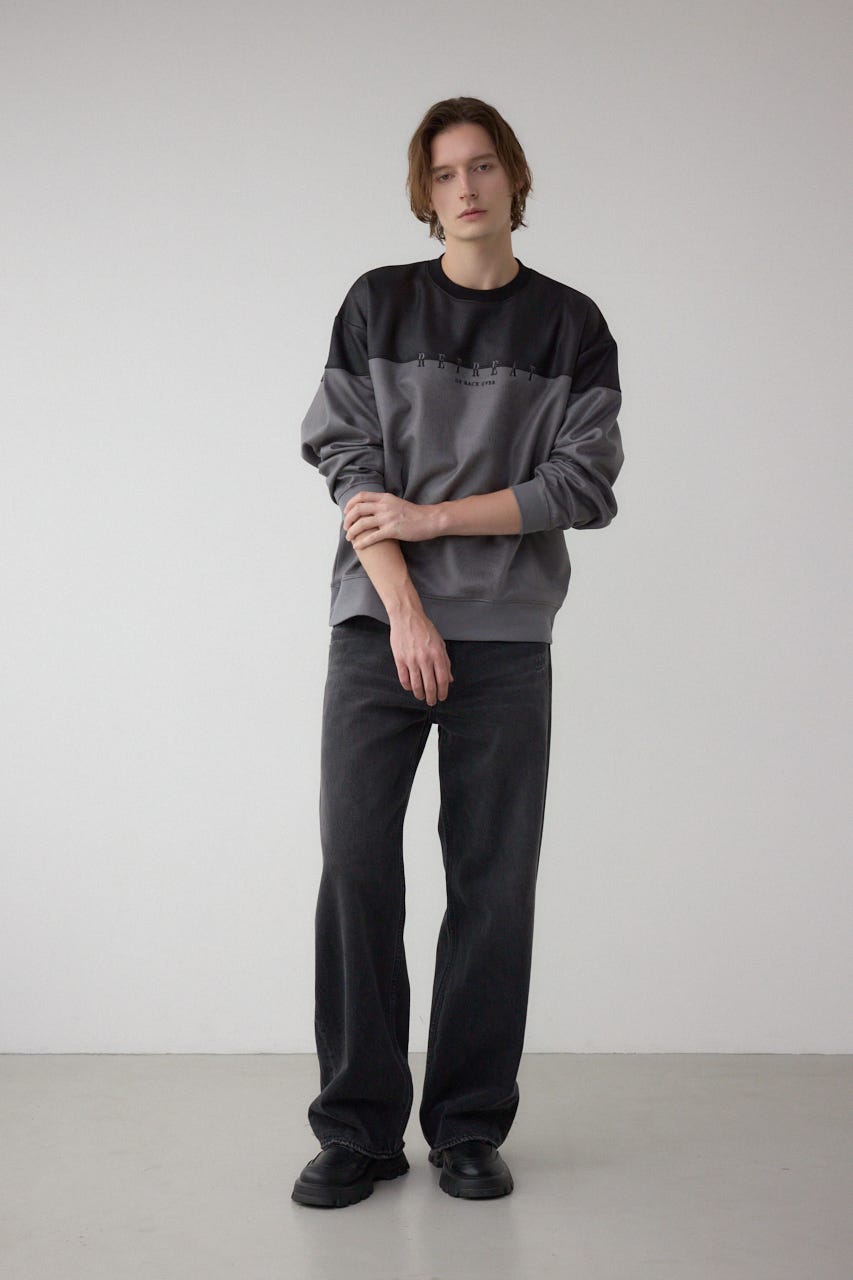 フェイクスエード切り替えトップス 柄GRY M