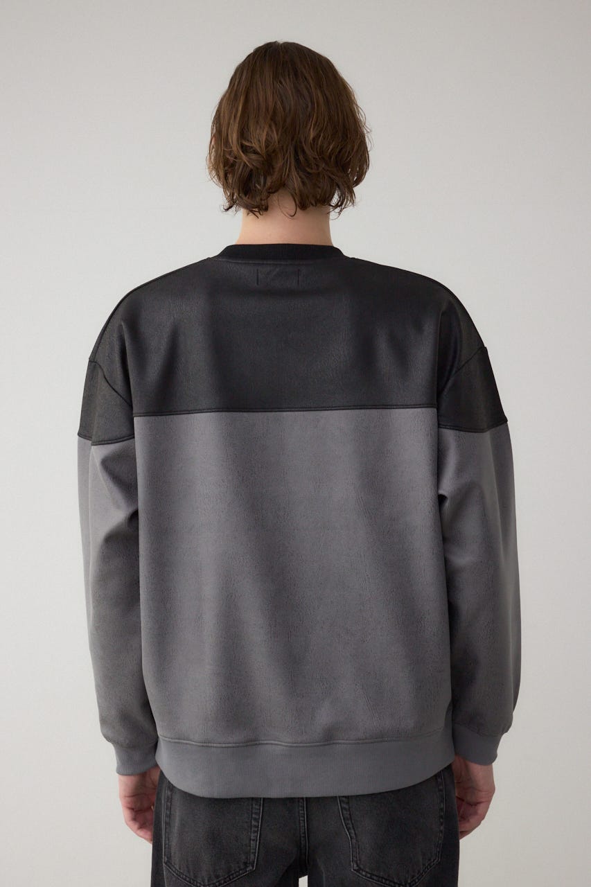 フェイクスエード切り替えトップス 柄GRY M