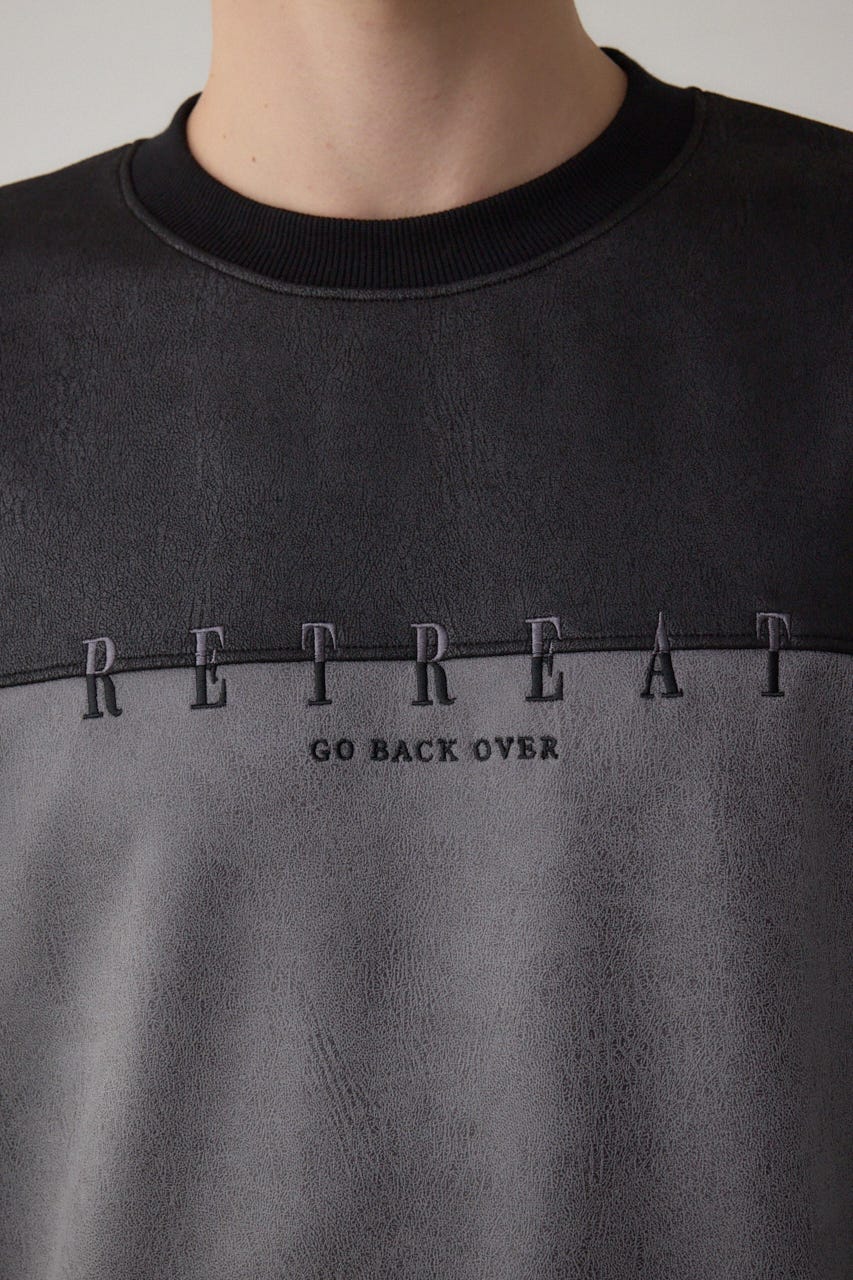 フェイクスエード切り替えトップス 柄GRY M