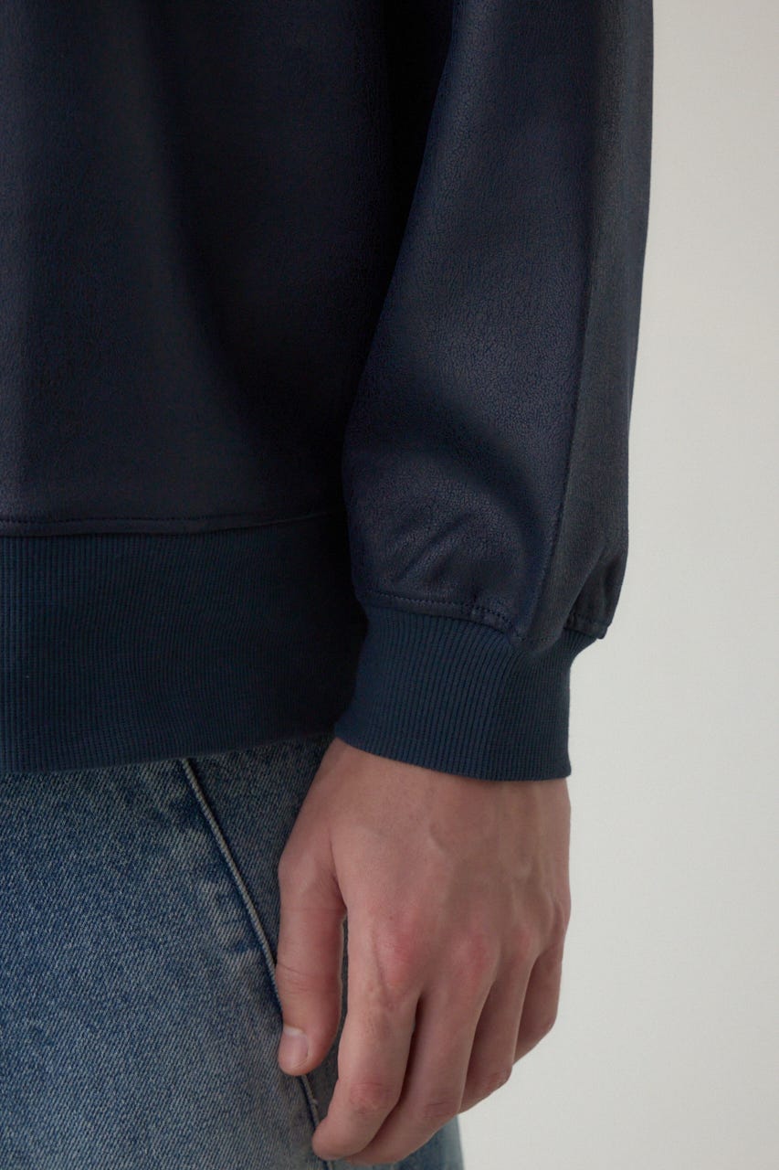 フェイクスエード切り替えトップス 柄NVY M