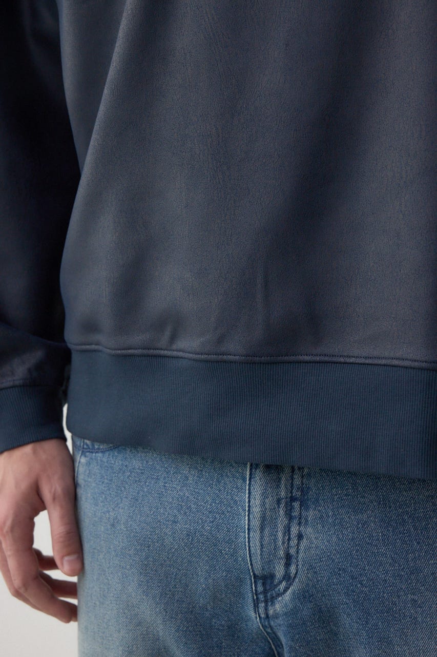 フェイクスエード切り替えトップス 柄NVY M