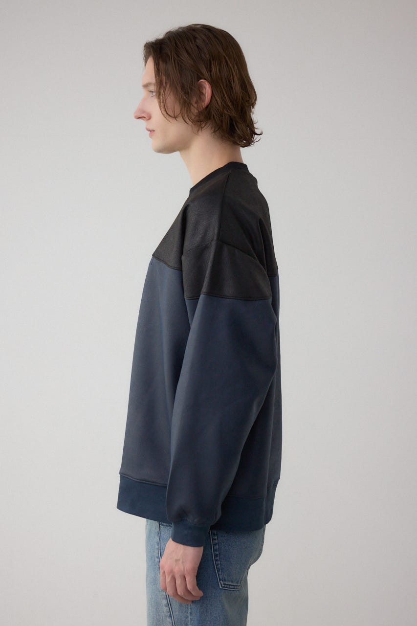 フェイクスエード切り替えトップス 柄NVY M