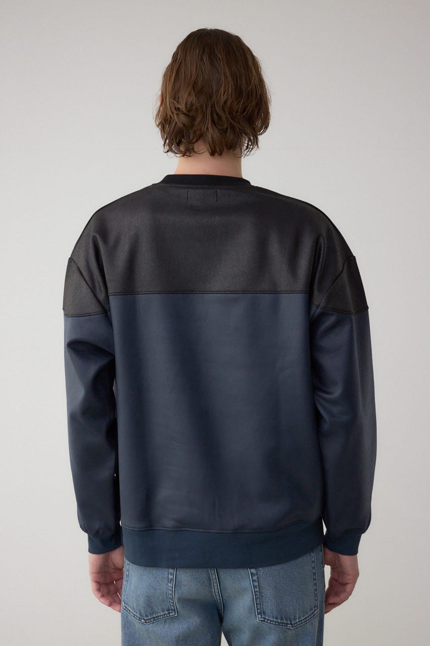 フェイクスエード切り替えトップス 柄NVY M