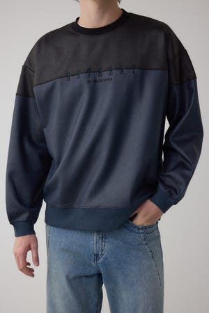 フェイクスエード切り替えトップス