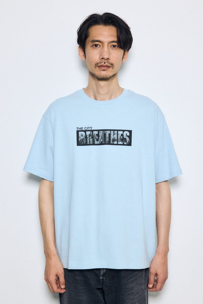 ボックスロゴTシャツ SAX L