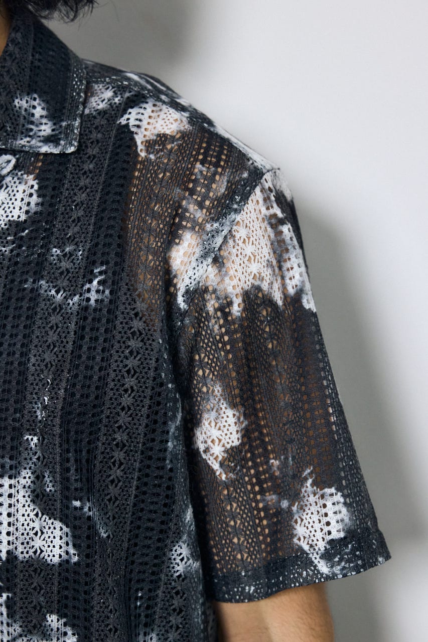 タイダイ柄メッシュシャツ 柄BLK M