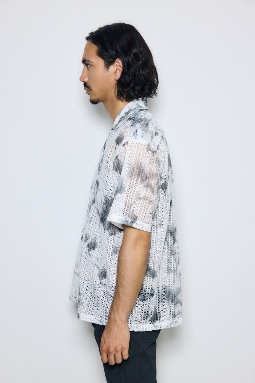 タイダイ柄メッシュシャツ 柄WHT M
