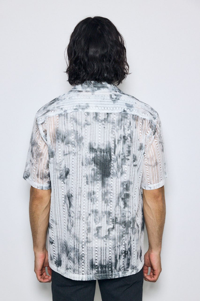 タイダイ柄メッシュシャツ 柄WHT M