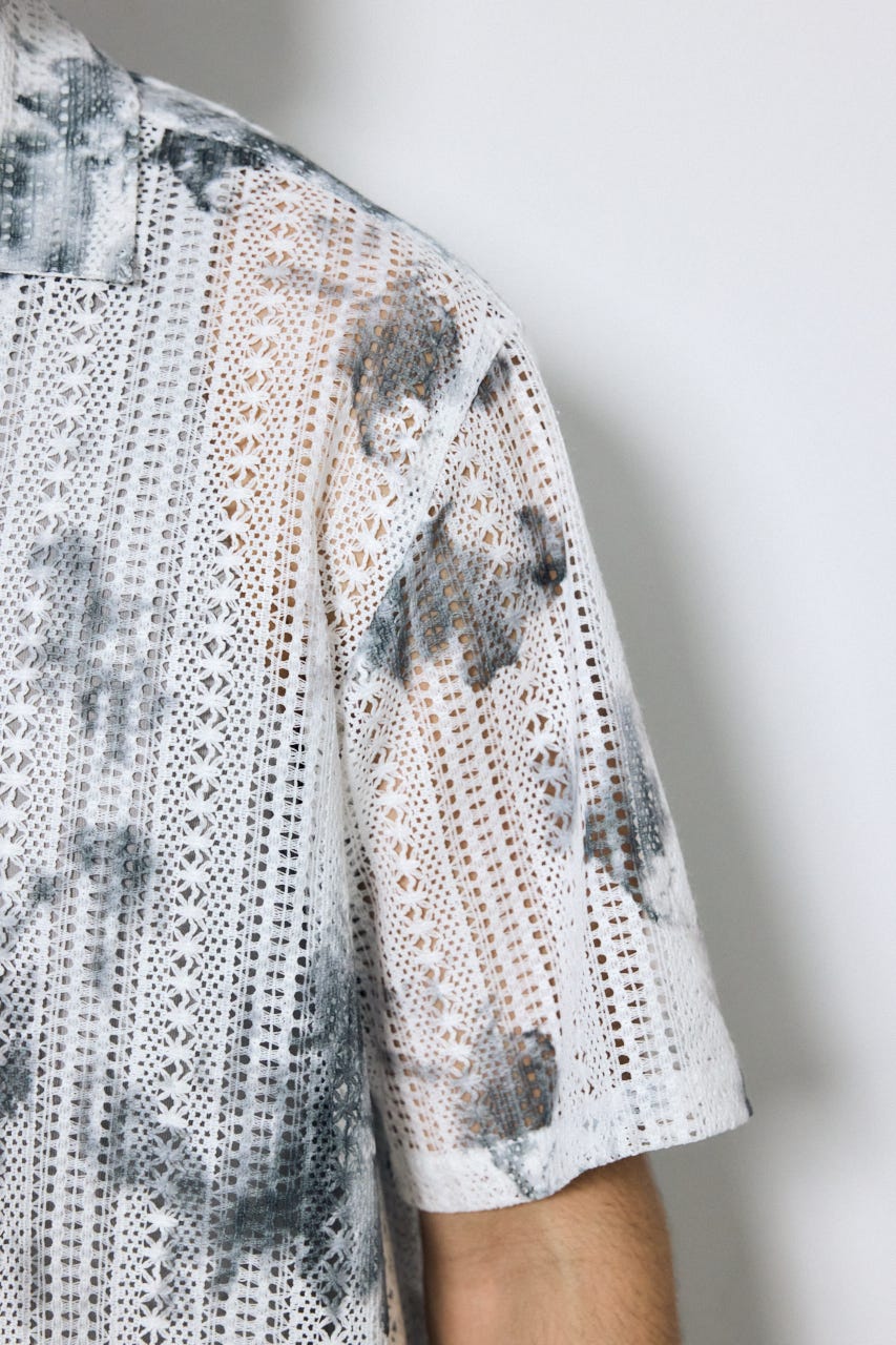 タイダイ柄メッシュシャツ 柄WHT M