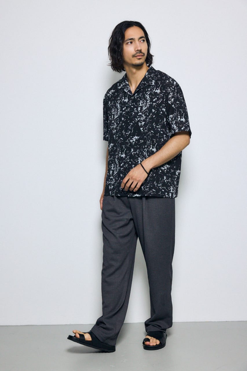 総柄アロハシャツ 柄BLK L