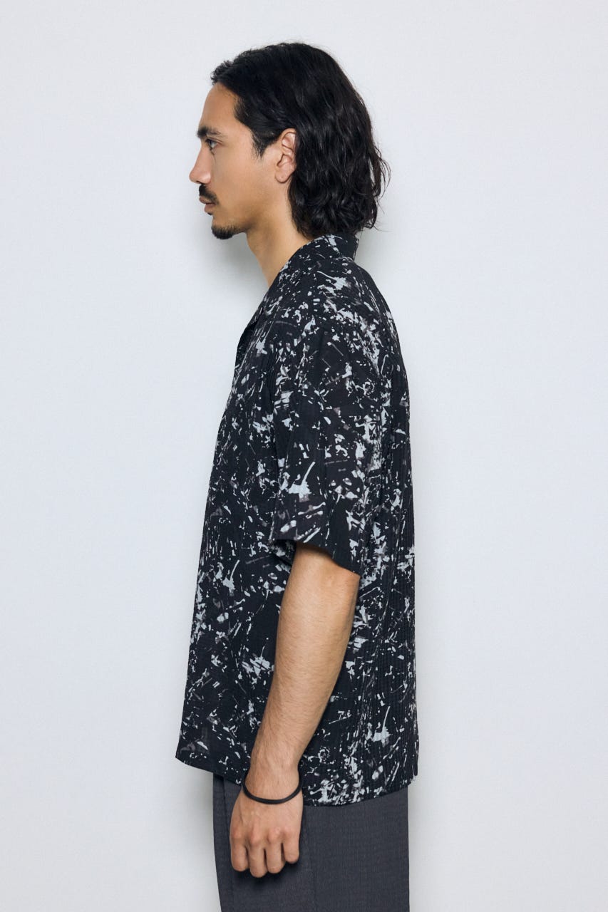 総柄アロハシャツ 柄BLK L