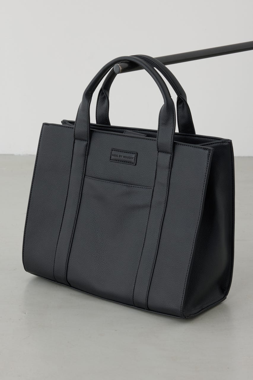 【SS先行アイテム】合皮スクエアミドルバッグ BLK FREE