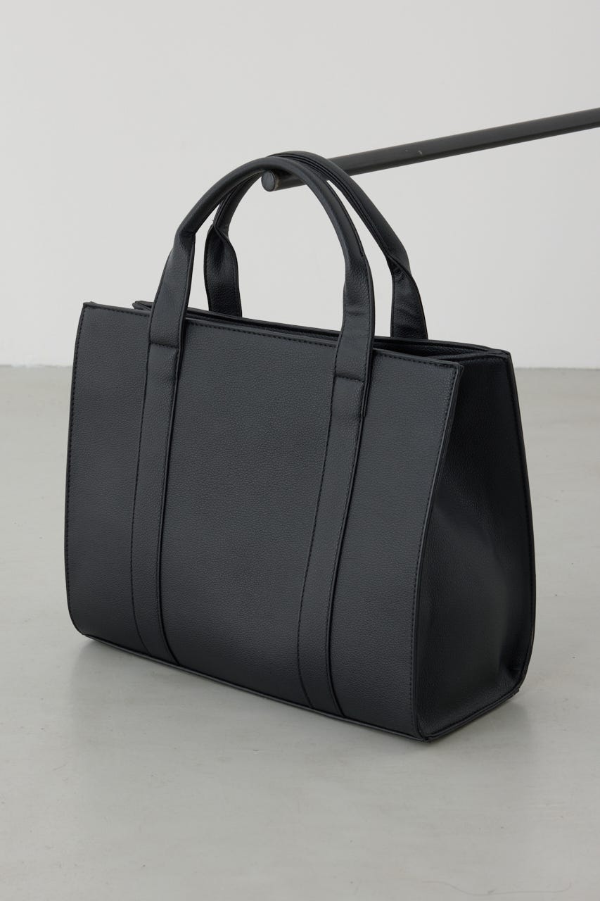 【SS先行アイテム】合皮スクエアミドルバッグ BLK FREE