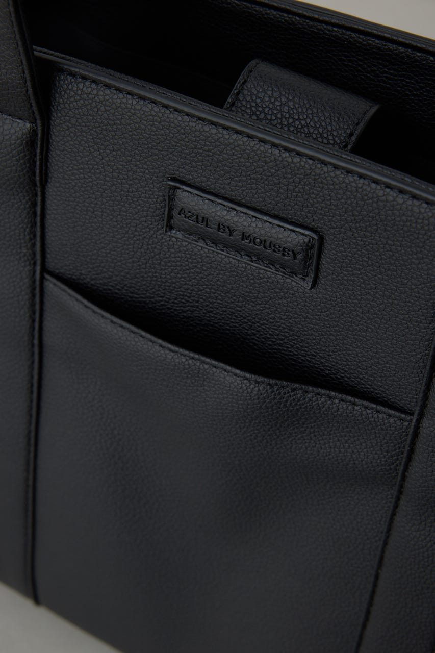 【SS先行アイテム】合皮スクエアミドルバッグ BLK FREE