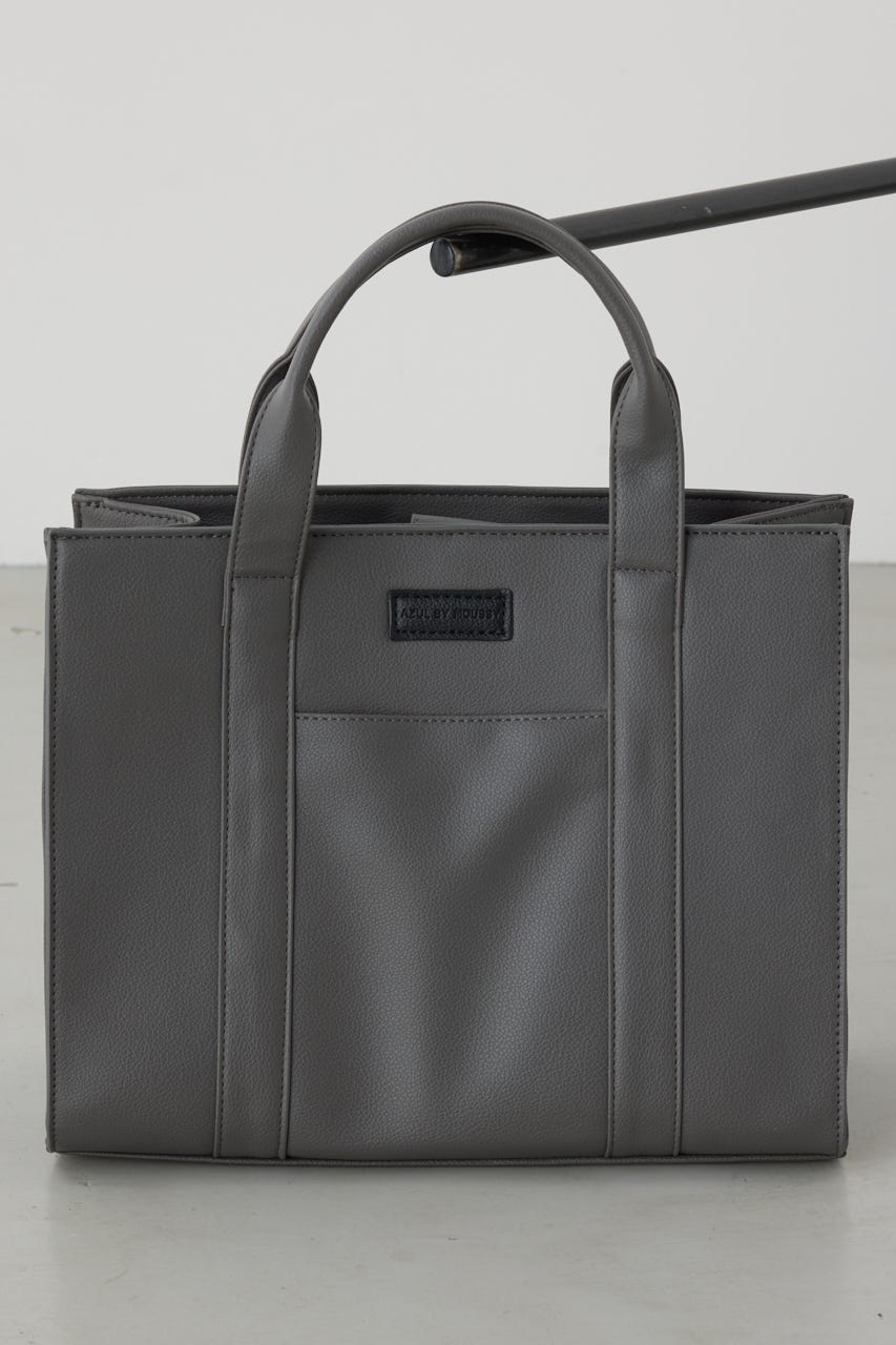 【SS先行アイテム】合皮スクエアミドルバッグ GRY FREE