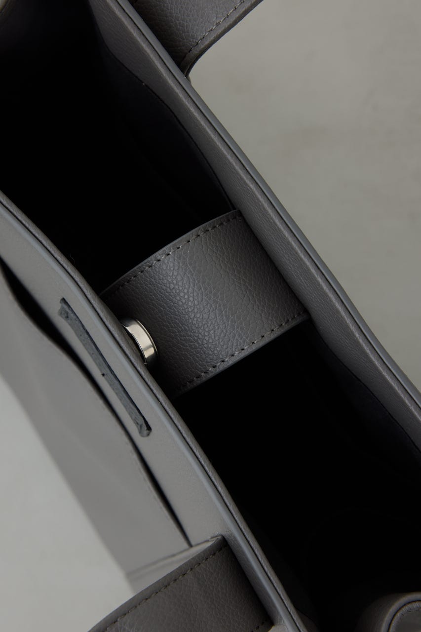 【SS先行アイテム】合皮スクエアミドルバッグ GRY FREE