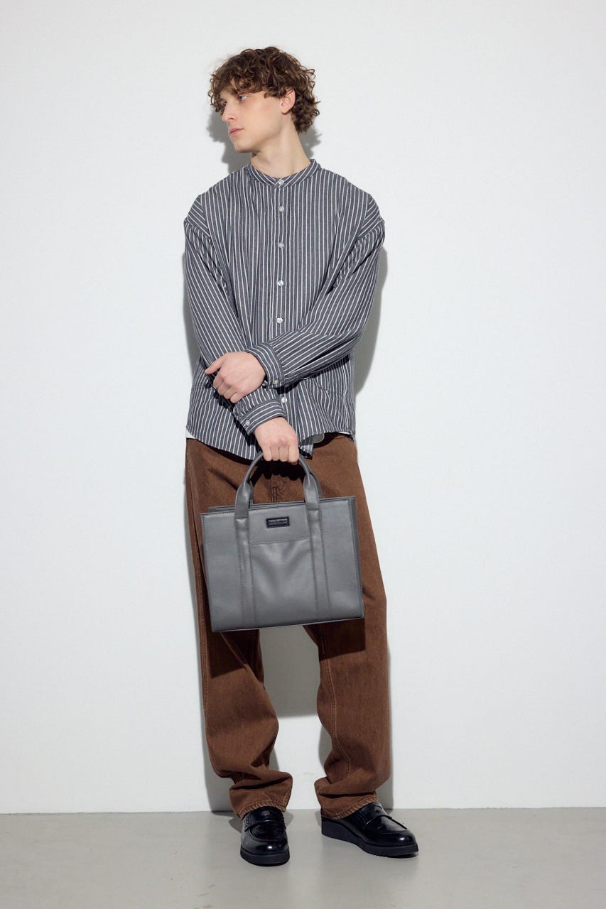 【SS先行アイテム】合皮スクエアミドルバッグ GRY FREE