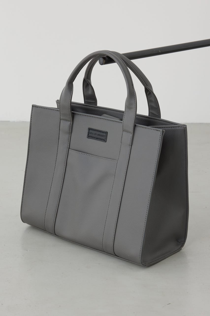 【SS先行アイテム】合皮スクエアミドルバッグ GRY FREE