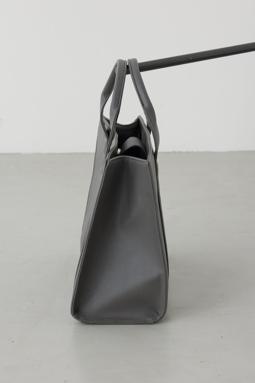 【SS先行アイテム】合皮スクエアミドルバッグ GRY FREE