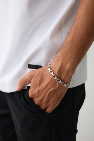 スクエアブロックチェーンブレスレット