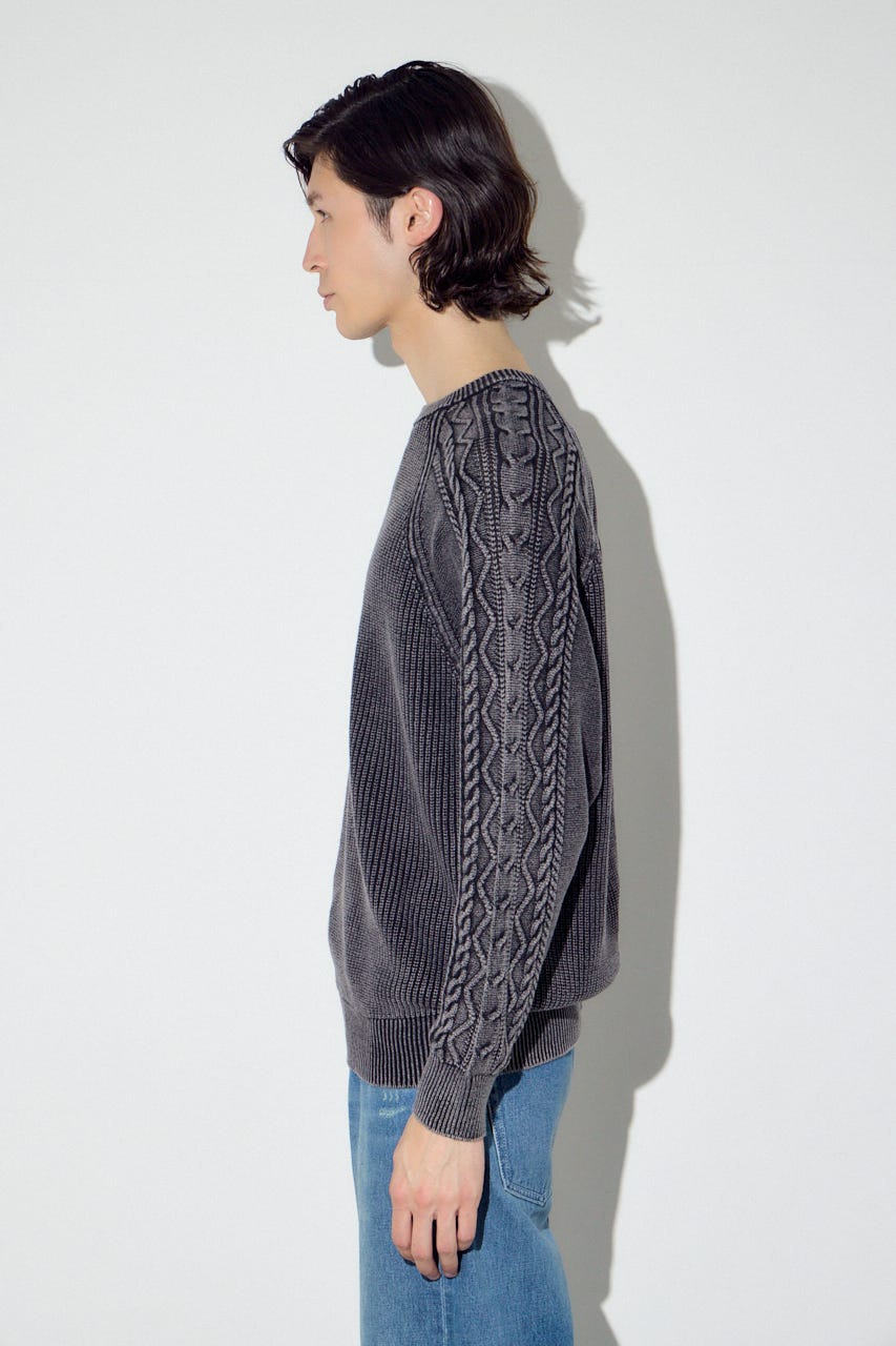 ヴィンテージウォッシュニットトップス BLK L