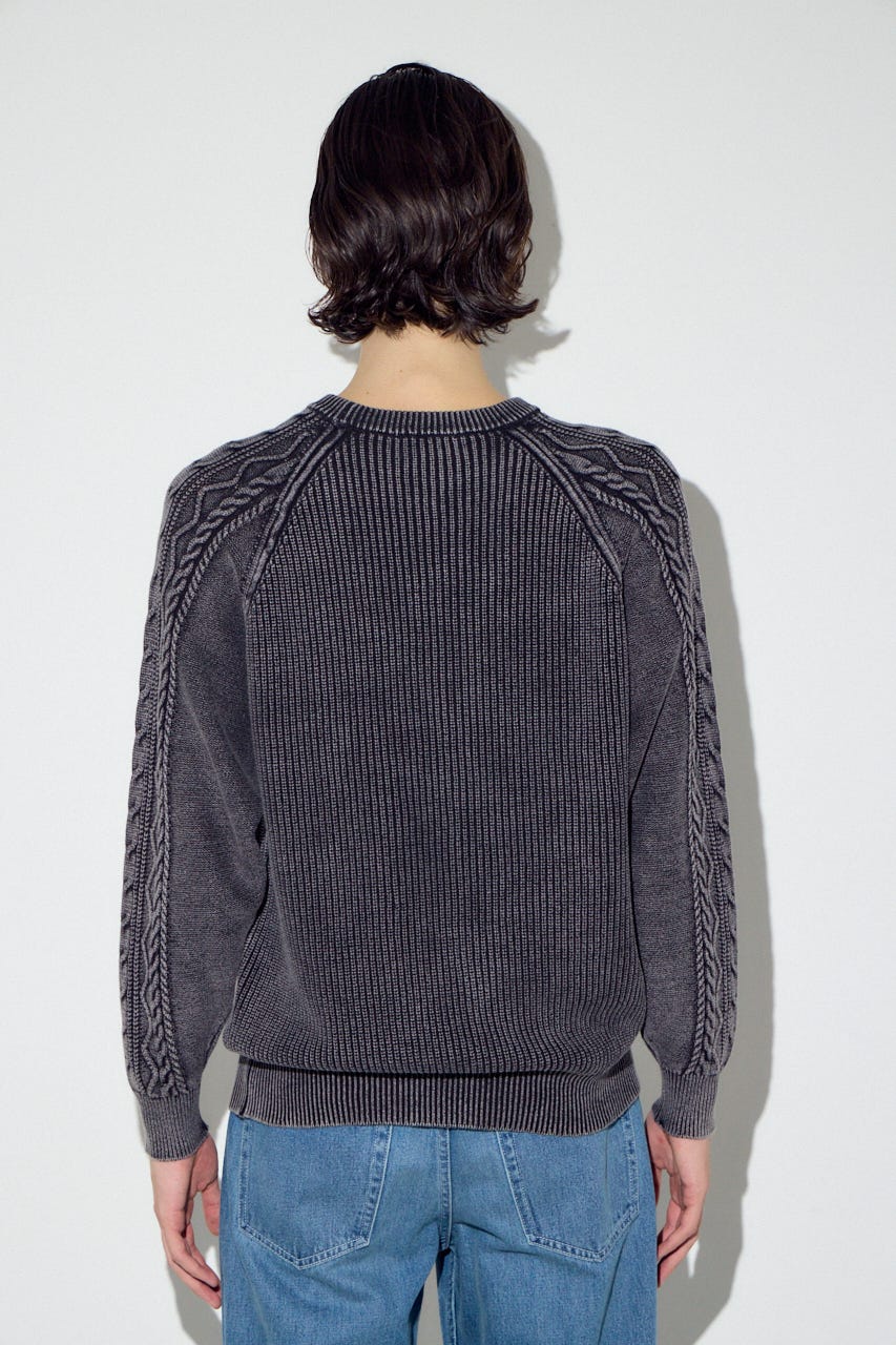 ヴィンテージウォッシュニットトップス BLK L