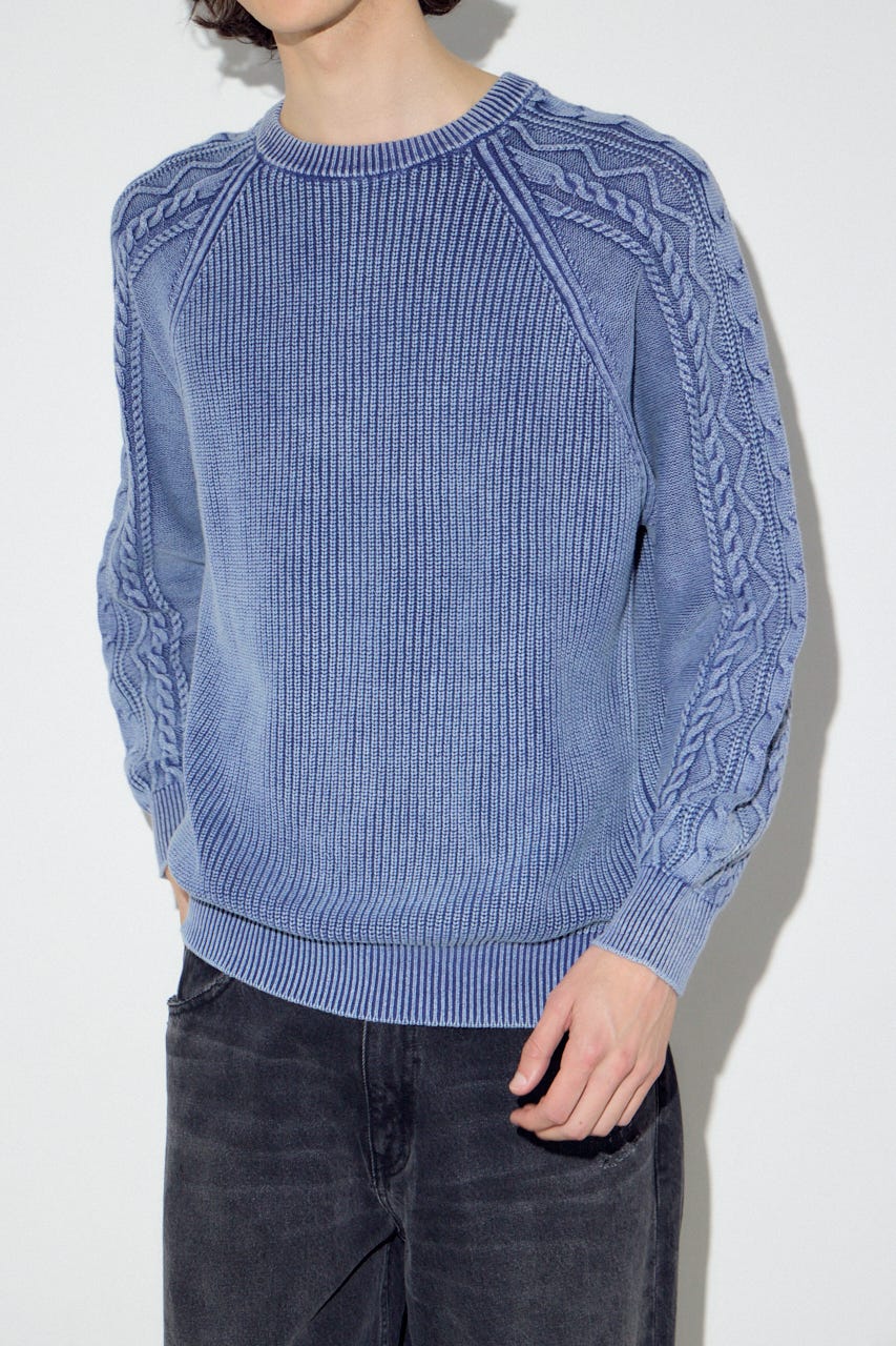 ヴィンテージウォッシュニットトップス BLU L