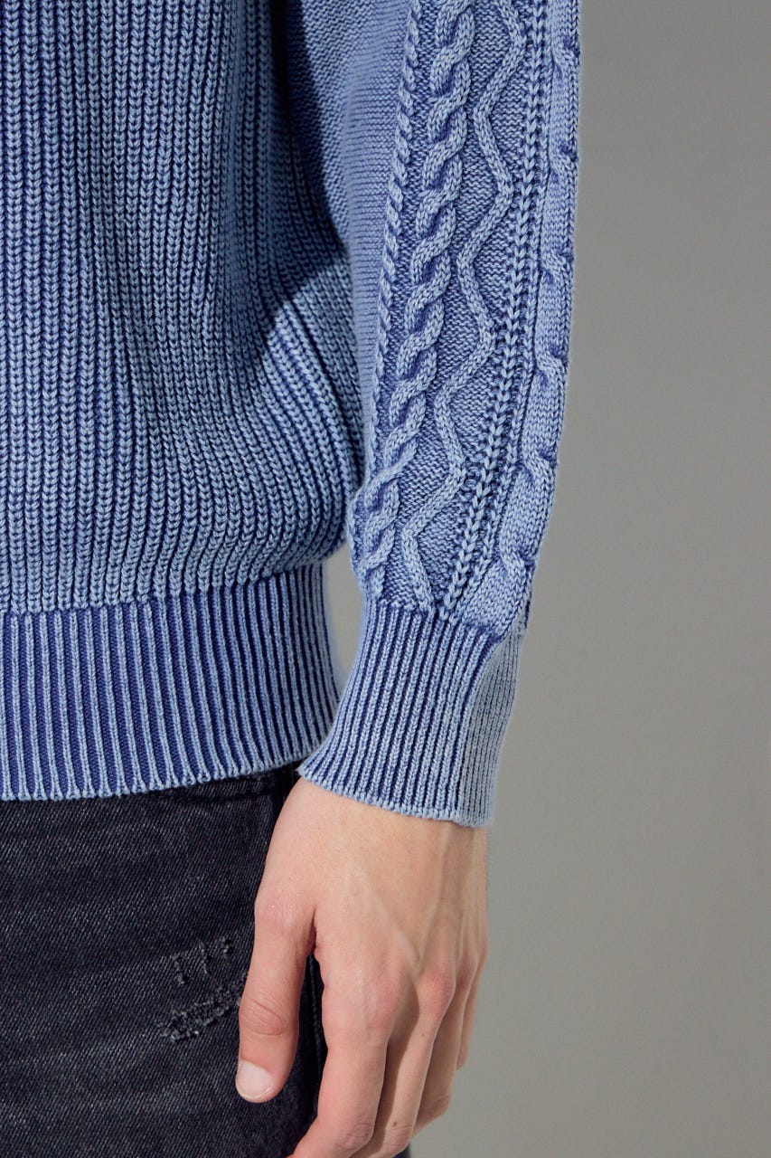 ヴィンテージウォッシュニットトップス BLU L