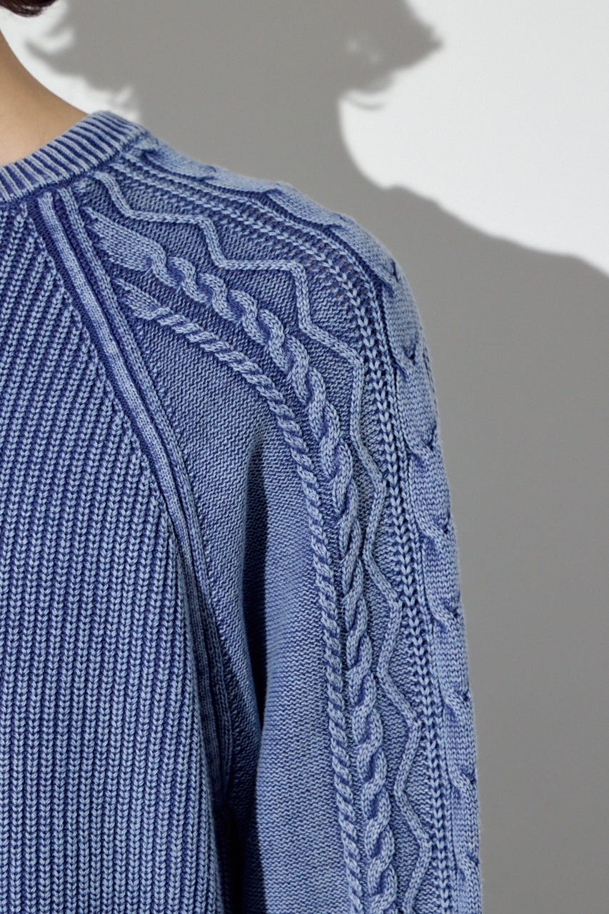 ヴィンテージウォッシュニットトップス BLU L