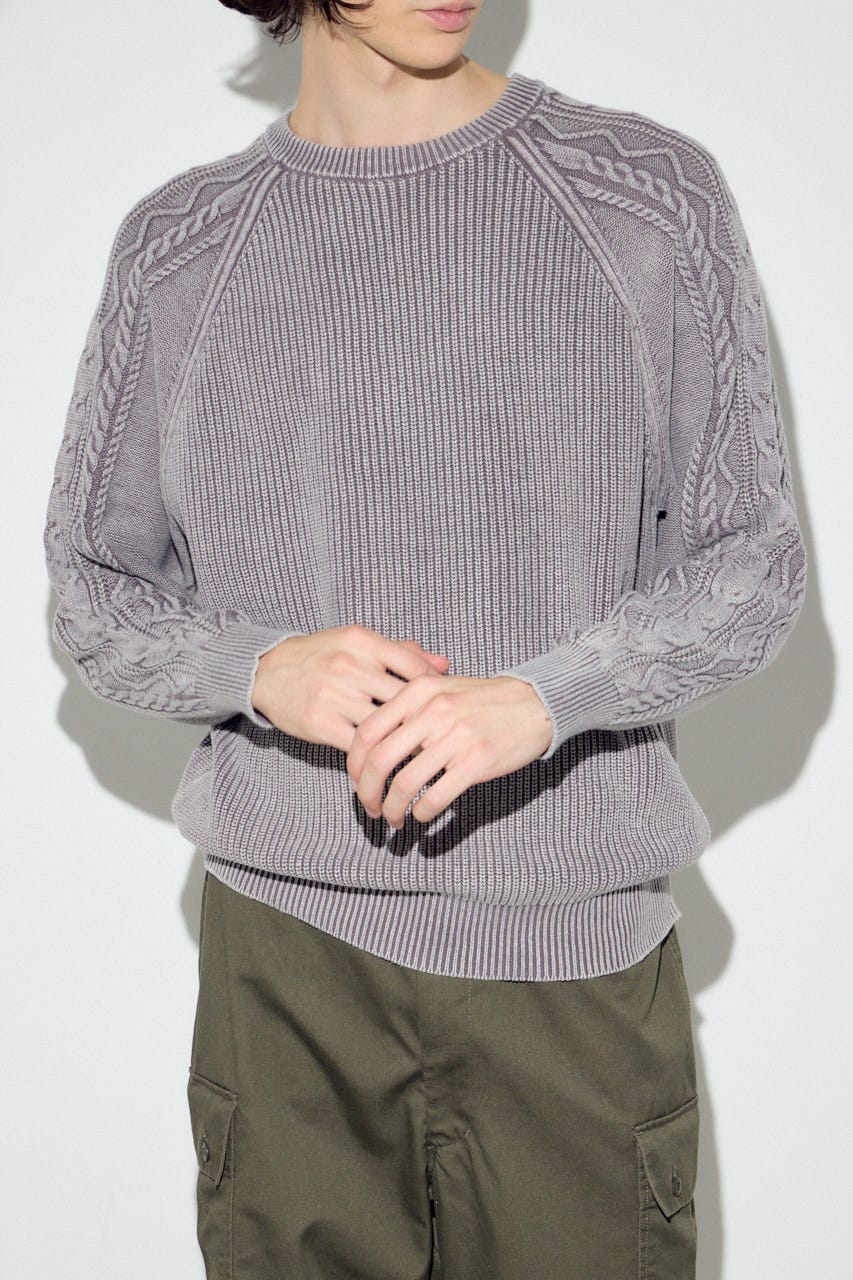 ヴィンテージウォッシュニットトップス GREIGE L