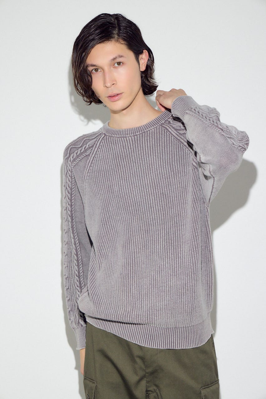 ヴィンテージウォッシュニットトップス GREIGE L