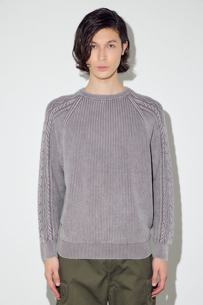 ヴィンテージウォッシュニットトップス GREIGE L