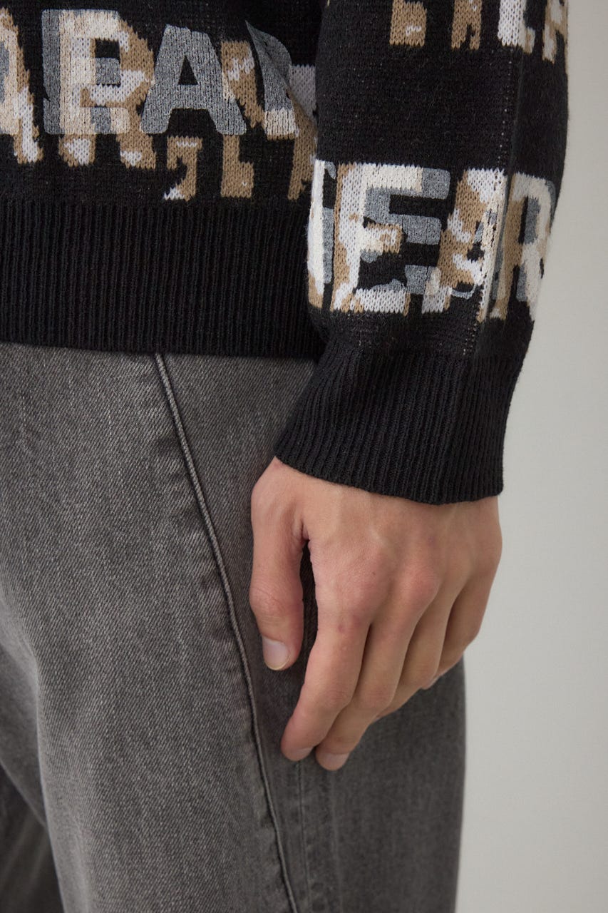 総ロゴペイントニットトップス 柄BLK M