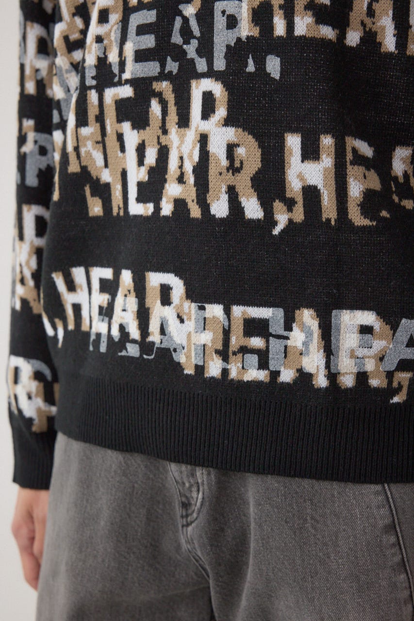 総ロゴペイントニットトップス 柄BLK M