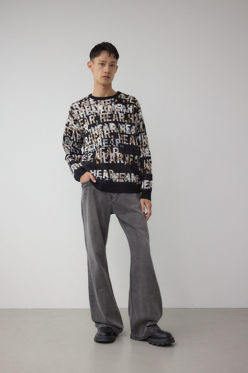 総ロゴペイントニットトップス 柄BLK M