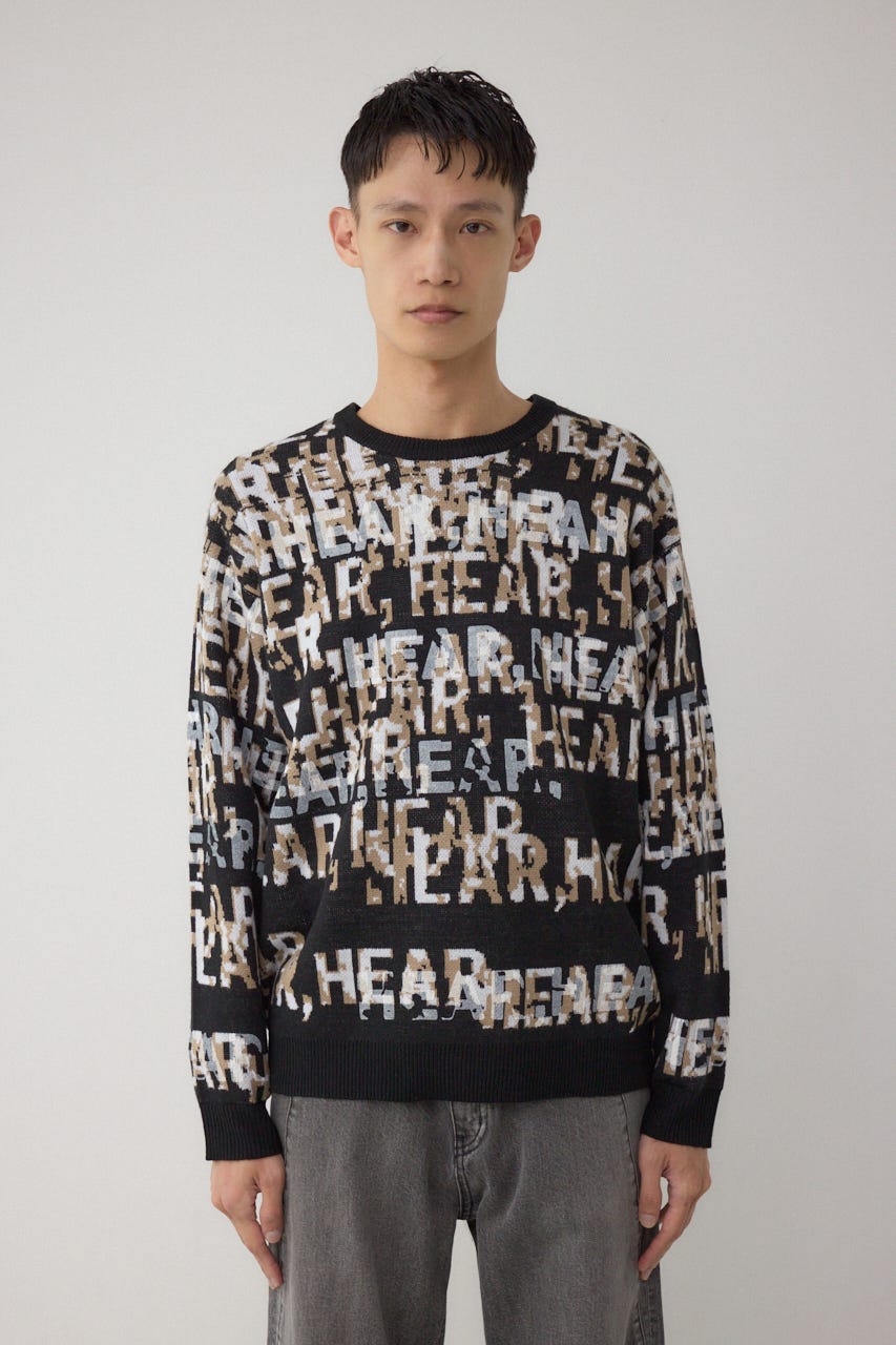 総ロゴペイントニットトップス 柄BLK M